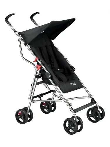 Carrinho Guarda Chuva Multikids Baby Pocket Preto Com Chassi De Cor Prateado ATÉ 12KG