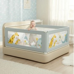 1 UN de Grade Para Cama Desmontável Lavável Ajust Segurança 1,8m Azul-claro QUEEN