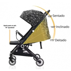 Carrinho de Bebê COMPACTO ATÉ 15KG Desmontável E Vira Berço Preto